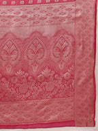 Hiral Fashion Pink Banarasi Organza Silk Floral Woven Design Saree