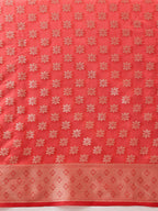 Hiral Fashion Red Banarasi Organza Silk Floral Woven Design Saree