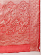 Hiral Fashion Red Banarasi Organza Silk Floral Woven Design Saree