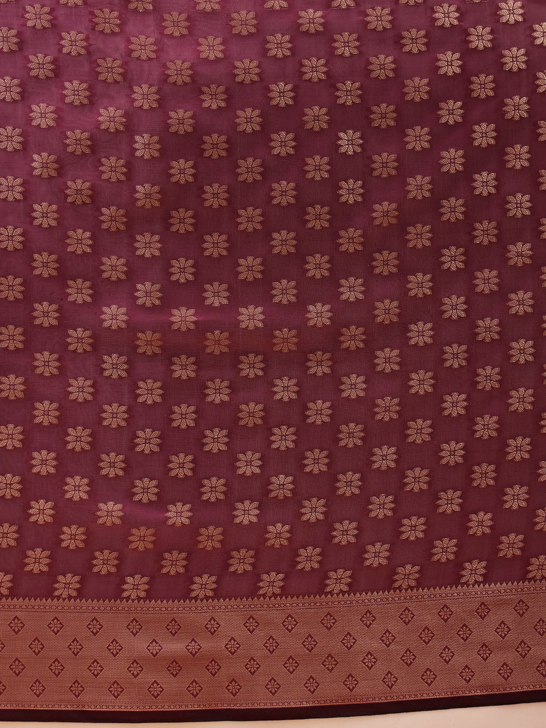 Hiral Fashion Purple Banarasi Organza Silk Floral Woven Design Saree