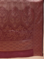 Hiral Fashion Purple Banarasi Organza Silk Floral Woven Design Saree