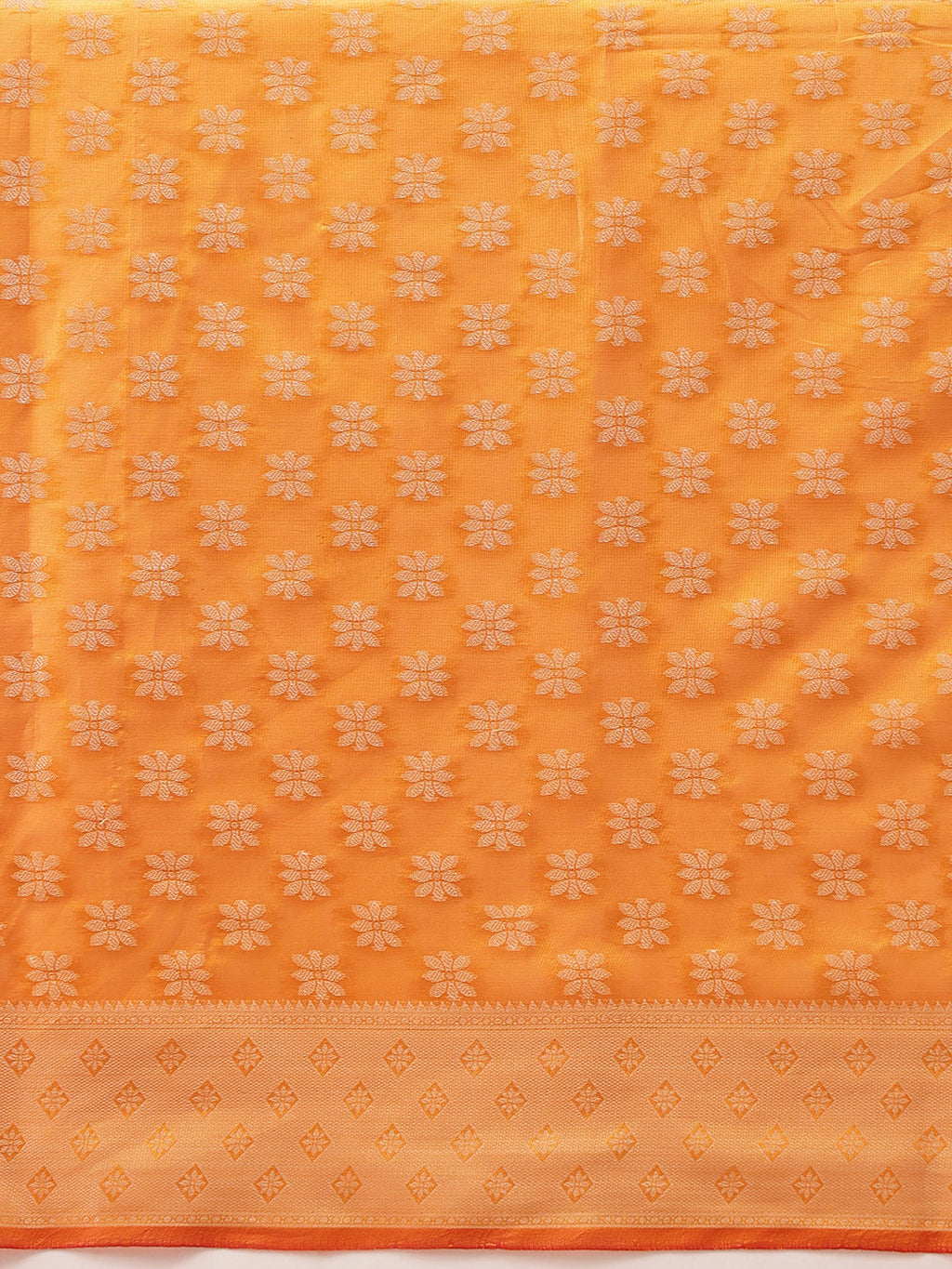 Hiral Fashion Yellow Banarasi Organza Silk Floral Woven Design Saree