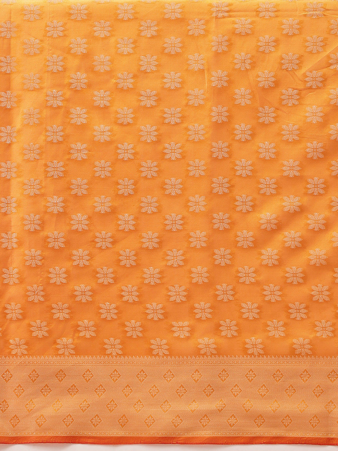 Hiral Fashion Yellow Banarasi Organza Silk Floral Woven Design Saree