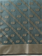 Hiral Fashion Teal Banarasi Organza Silk Lahariya Woven Design Saree