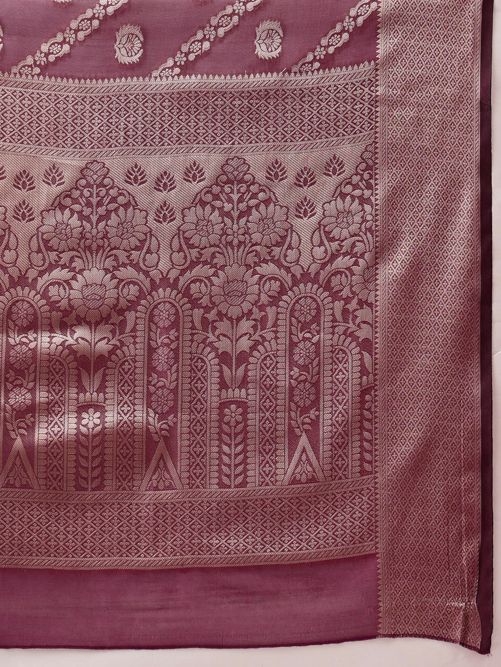 Hiral Fashion Purple Banarasi Organza Silk Lahariya Woven Design Saree