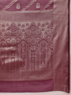 Hiral Fashion Purple Banarasi Organza Silk Lahariya Woven Design Saree