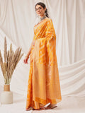Hiral Fashion Yellow Banarasi Organza Silk Lahariya Woven Design Saree