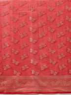 Hiral Fashion Red Banarasi Organza Silk Abstract Woven Design Saree