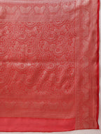 Hiral Fashion Red Banarasi Organza Silk Abstract Woven Design Saree