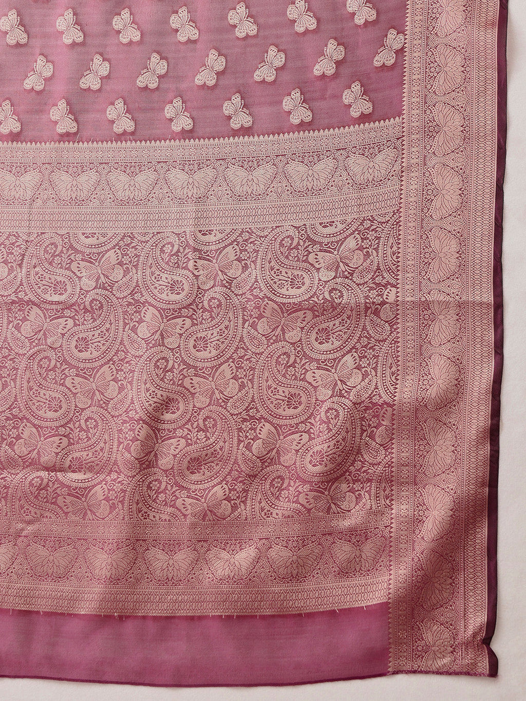 Hiral Fashion Purple Banarasi Organza Silk Abstract Woven Design Saree