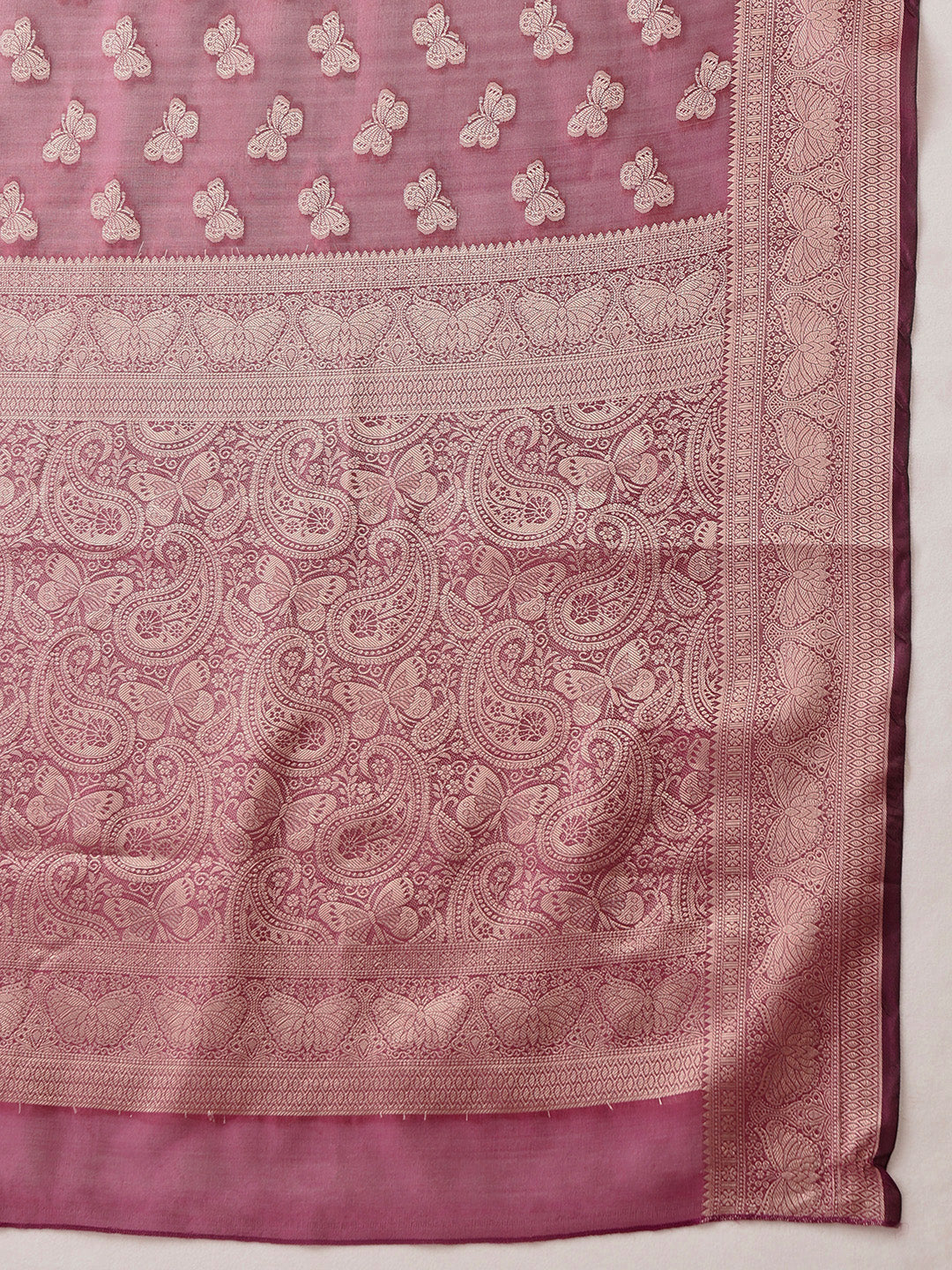 Hiral Fashion Purple Banarasi Organza Silk Abstract Woven Design Saree