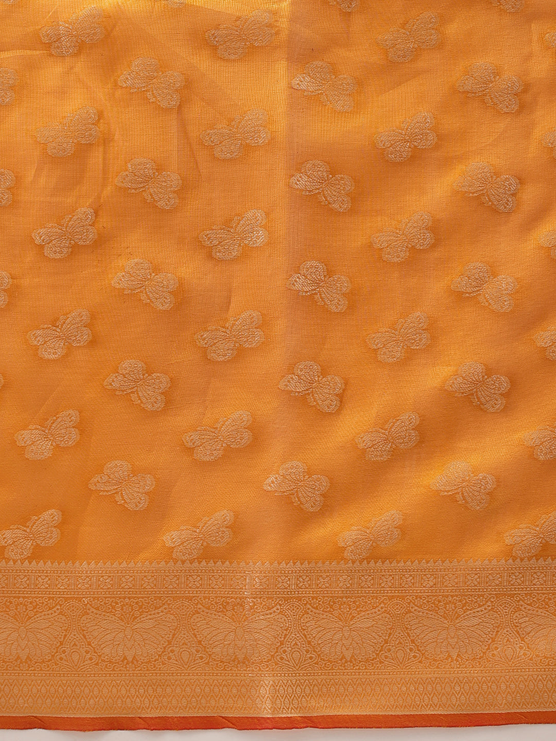 Hiral Fashion Yellow Banarasi Organza Silk Abstract Woven Design Saree