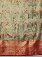 Multicolor Pure Silk Woven Zari Design Geomatric Saree with Unstitched Blouse - Hiral Fashion