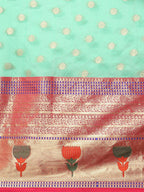 Turquoise Art Silk Woven Zari Design Ethnic Motifs Saree with Unstitched Blouse - Hiral Fashion