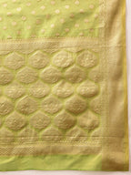 Hiral Fashion Green Kanjivaram Tissue Silk Floral Zari Woven Saree