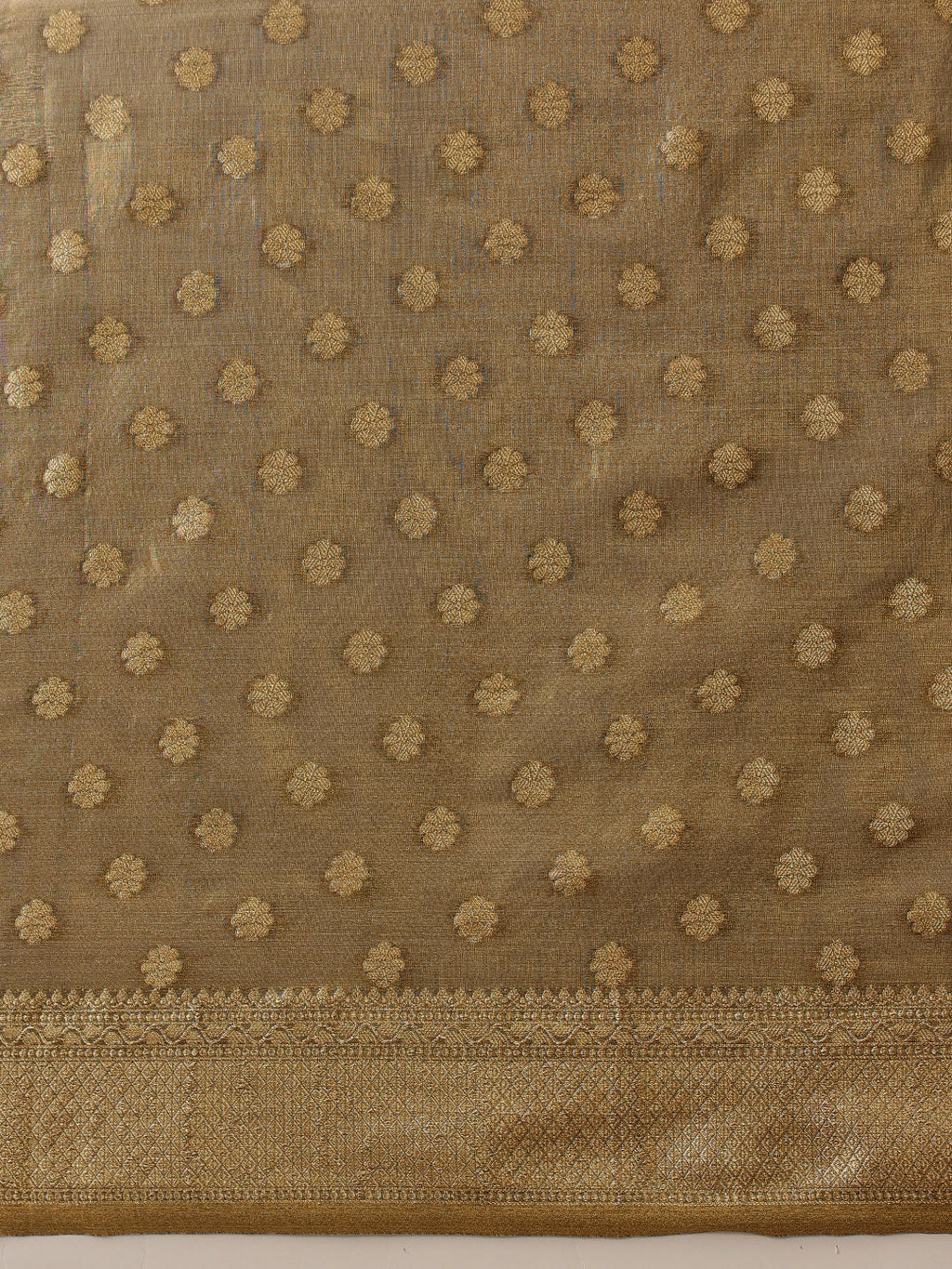 Hiral Fashion Grey Kanjivaram Tissue Silk Floral Zari Woven Saree