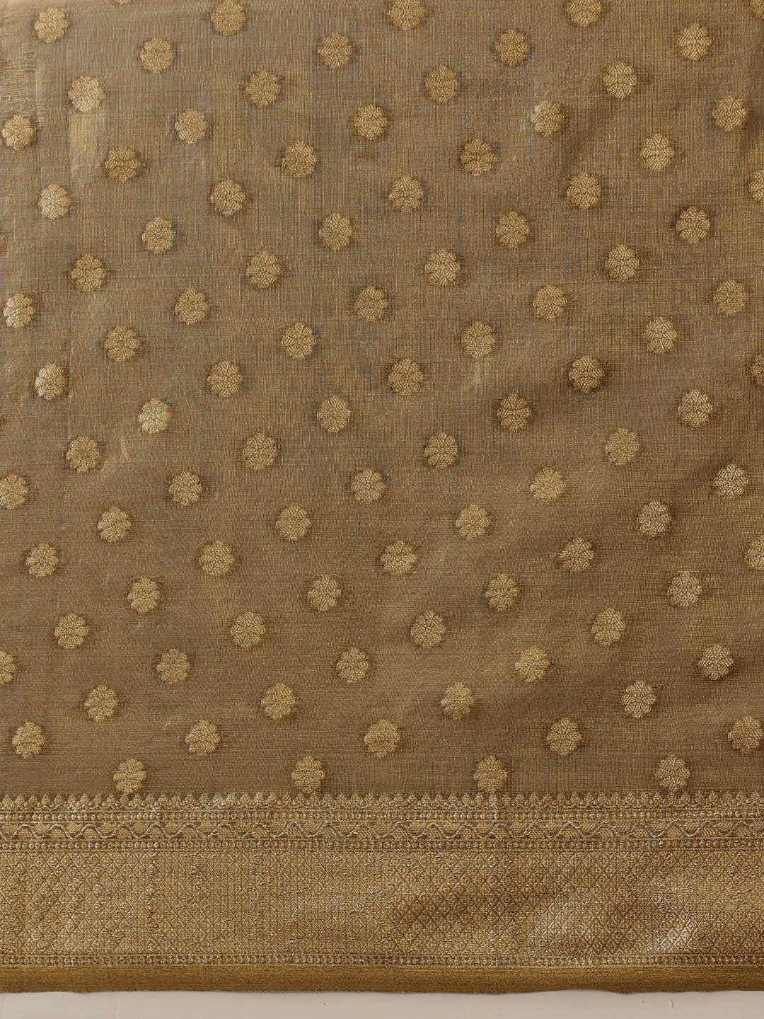 Hiral Fashion Grey Kanjivaram Tissue Silk Floral Zari Woven Saree