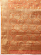 Hiral Fashion Peach Kanjivaram Tissue Silk Floral Zari Woven Saree