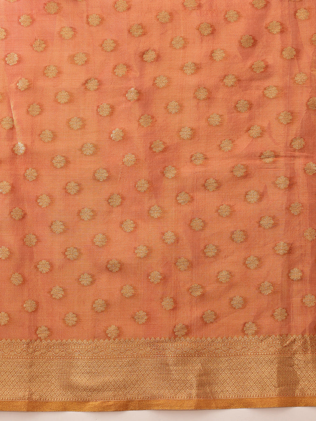 Hiral Fashion Peach Kanjivaram Tissue Silk Floral Zari Woven Saree