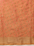Hiral Fashion Peach Kanjivaram Tissue Silk Floral Zari Woven Saree