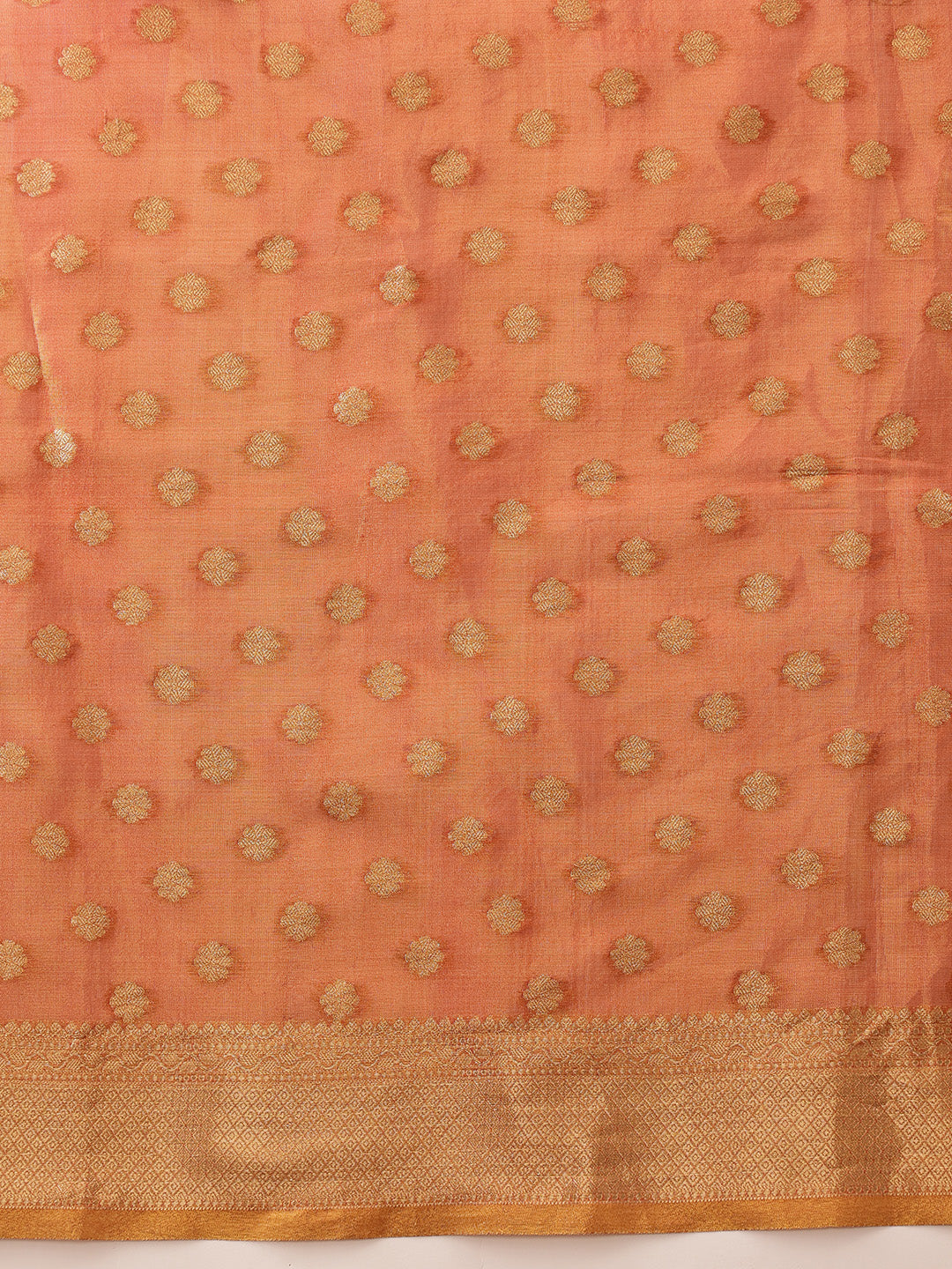 Hiral Fashion Peach Kanjivaram Tissue Silk Floral Zari Woven Saree