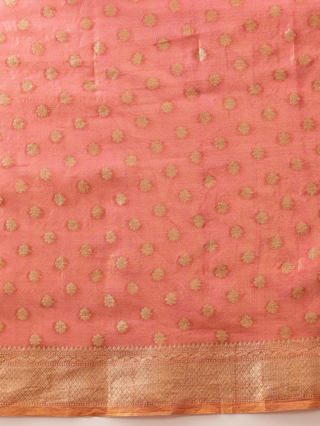 Hiral Fashion Pink Kanjivaram Tissue Silk Floral Zari Woven Saree