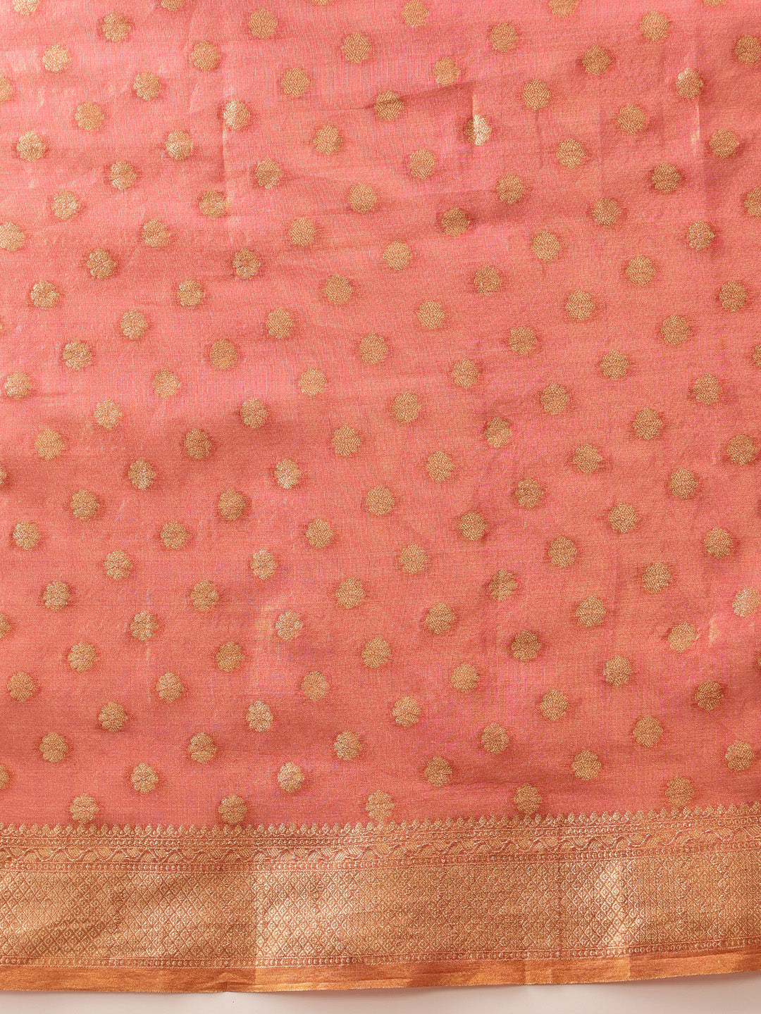 Hiral Fashion Pink Kanjivaram Tissue Silk Floral Zari Woven Saree