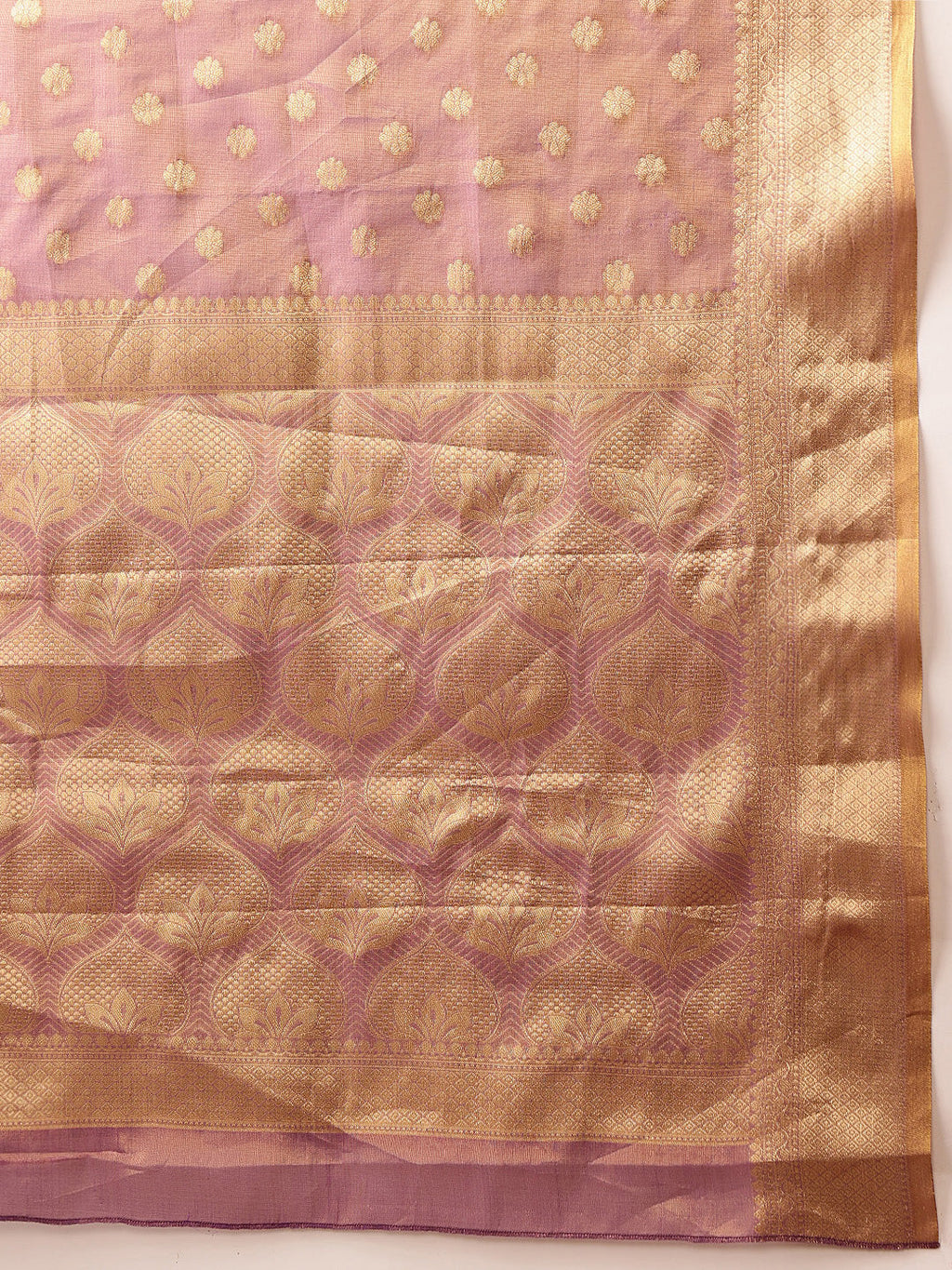 Hiral Fashion Purple Kanjivaram Tissue Silk Floral Zari Woven Saree