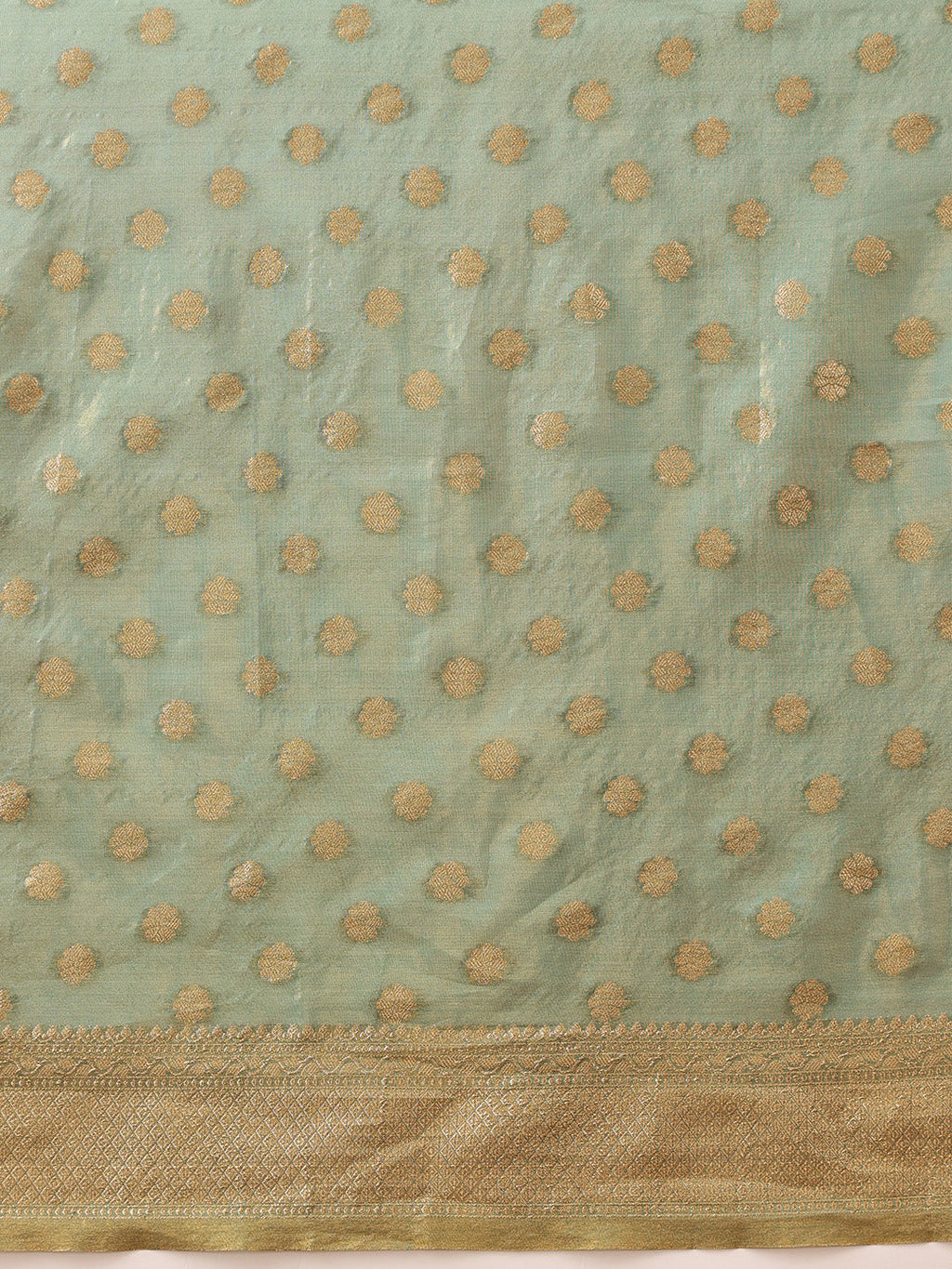 Hiral Fashion Teal Kanjivaram Tissue Silk Floral Zari Woven Saree