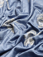 Blue Silk Blend Digital Print Floral Saree with Unstitched Blouse - Hiral Fashion