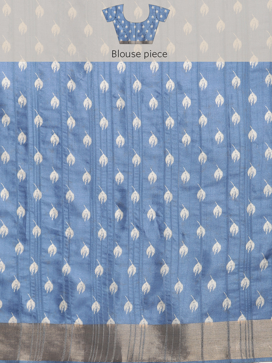 Blue Silk Blend Digital Print Floral Saree with Unstitched Blouse - Hiral Fashion
