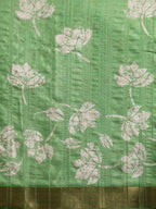 Green Silk Blend Digital Print Floral Saree with Unstitched Blouse - Hiral Fashion