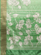 Green Silk Blend Digital Print Floral Saree with Unstitched Blouse - Hiral Fashion