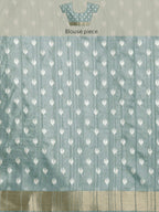 Gray Silk Blend Digital Print Floral Saree with Unstitched Blouse - Hiral Fashion