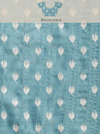 Turquoise Silk Blend Digital Print Floral Saree with Unstitched Blouse - Hiral Fashion