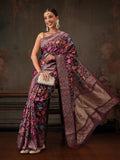 Hiral Fashion Purple Jamdani Cotton Floral Woven Thread Saree