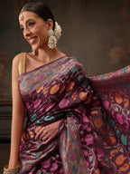 Hiral Fashion Purple Jamdani Cotton Floral Woven Thread Saree