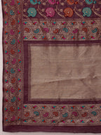 Hiral Fashion Purple Jamdani Cotton Floral Woven Thread Saree