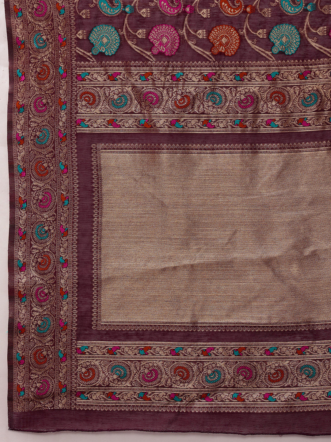 Hiral Fashion Purple Jamdani Cotton Floral Woven Thread Saree
