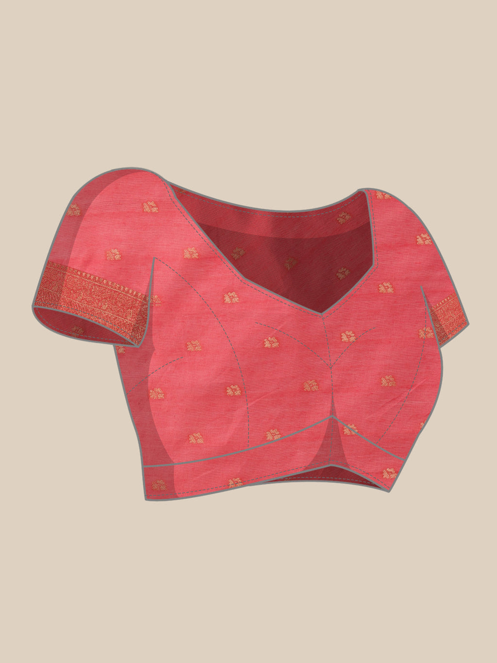 Hiral Fashion Pink Jamdani Cotton Floral Woven Thread Saree