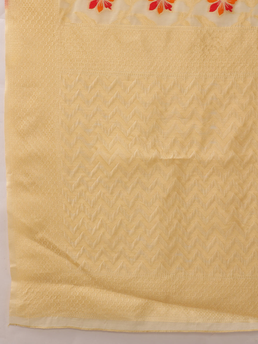 Hiral Fashion Beige Jamdani Cotton Floral Woven Thread Saree
