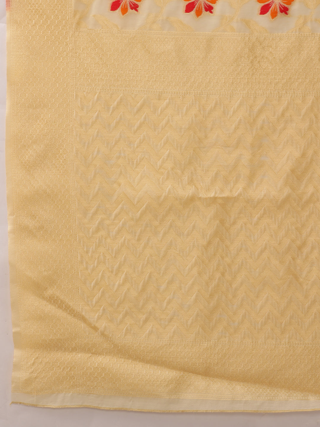 Hiral Fashion Beige Jamdani Cotton Floral Woven Thread Saree