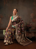 Hiral Fashion Brown Jamdani Cotton Floral Woven Thread Saree