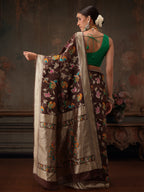 Hiral Fashion Brown Jamdani Cotton Floral Woven Thread Saree