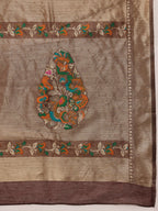 Hiral Fashion Brown Jamdani Cotton Floral Woven Thread Saree