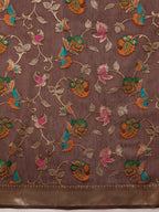 Hiral Fashion Brown Jamdani Cotton Floral Woven Thread Saree