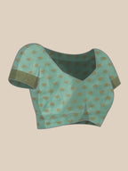 Hiral Fashion Teal Jamdani Cotton Floral Woven Thread Saree