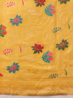 Hiral Fashion Mustard Jamdani Cotton Floral Woven Thread Saree