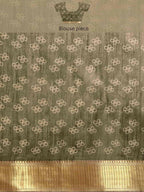 Black Silk Cotton Printed Floral Saree with Unstitched Blouse - Hiral Fashion