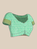 Green Silk Cotton Printed Geomatric Saree with Unstitched Blouse - Hiral Fashion